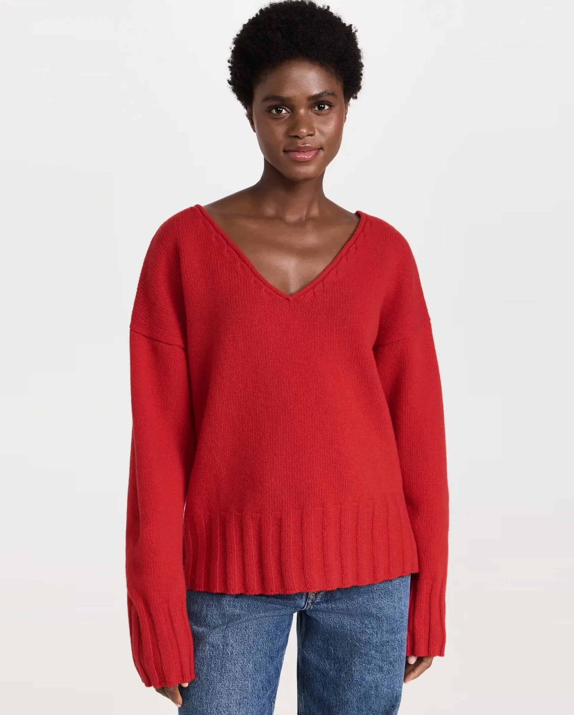 VIRGINIA V-NECK KNIT / RED