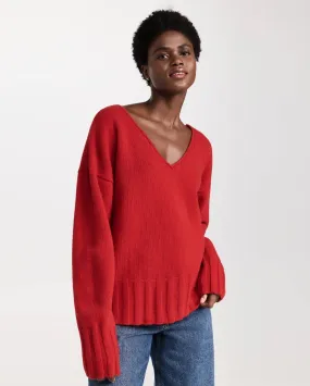 VIRGINIA V-NECK KNIT / RED