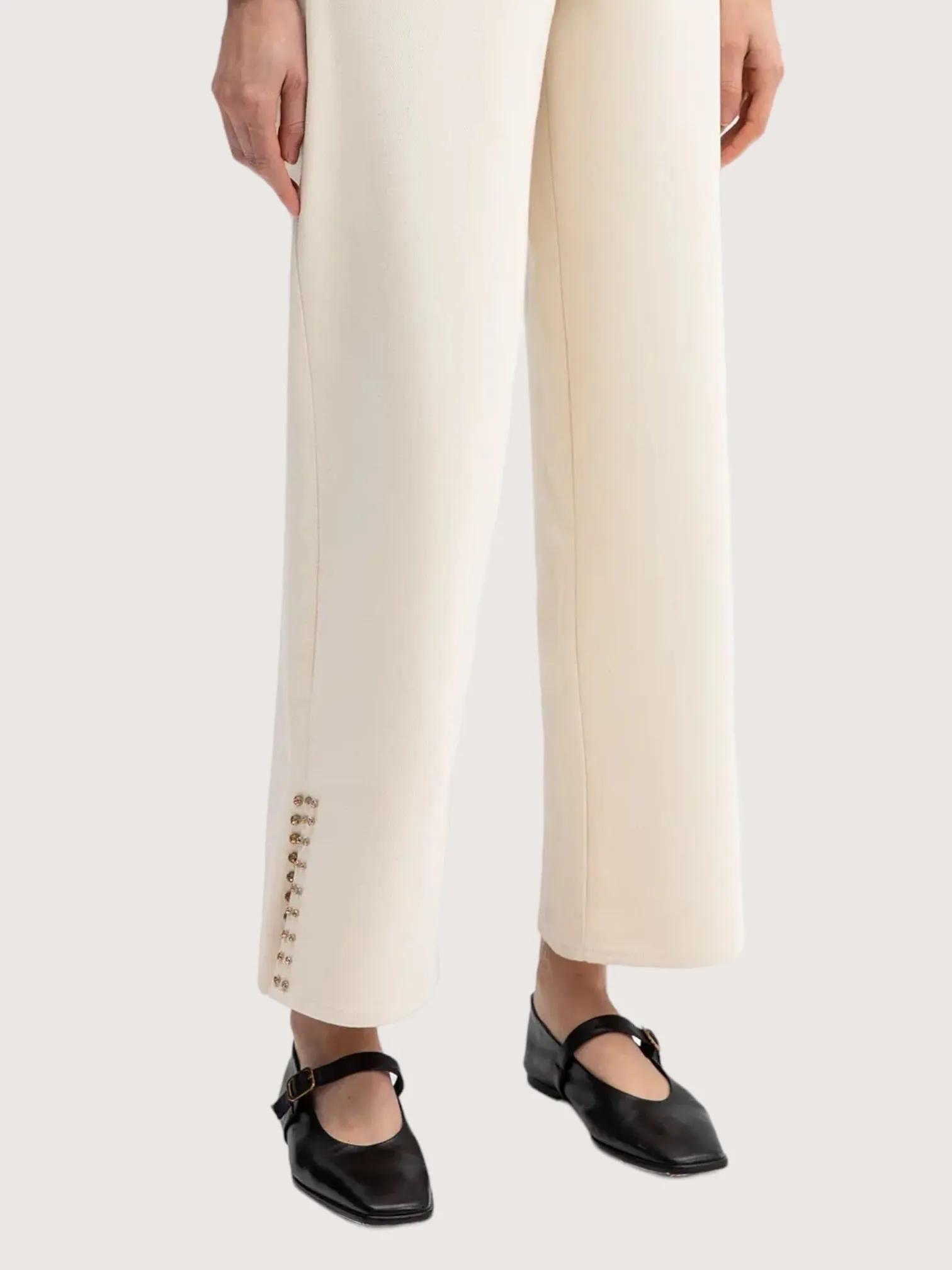 Wide Leg Cream Denim