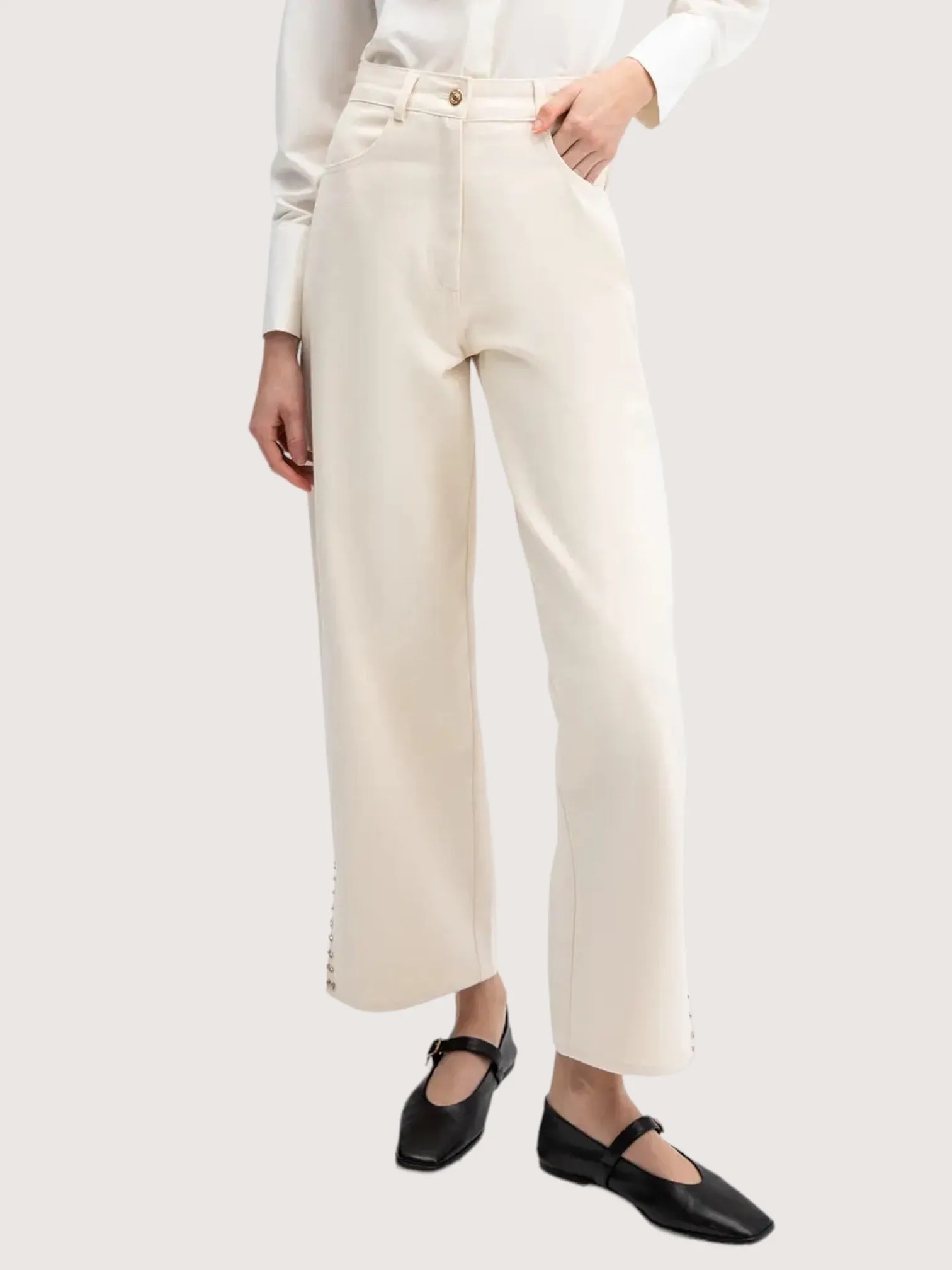 Wide Leg Cream Denim